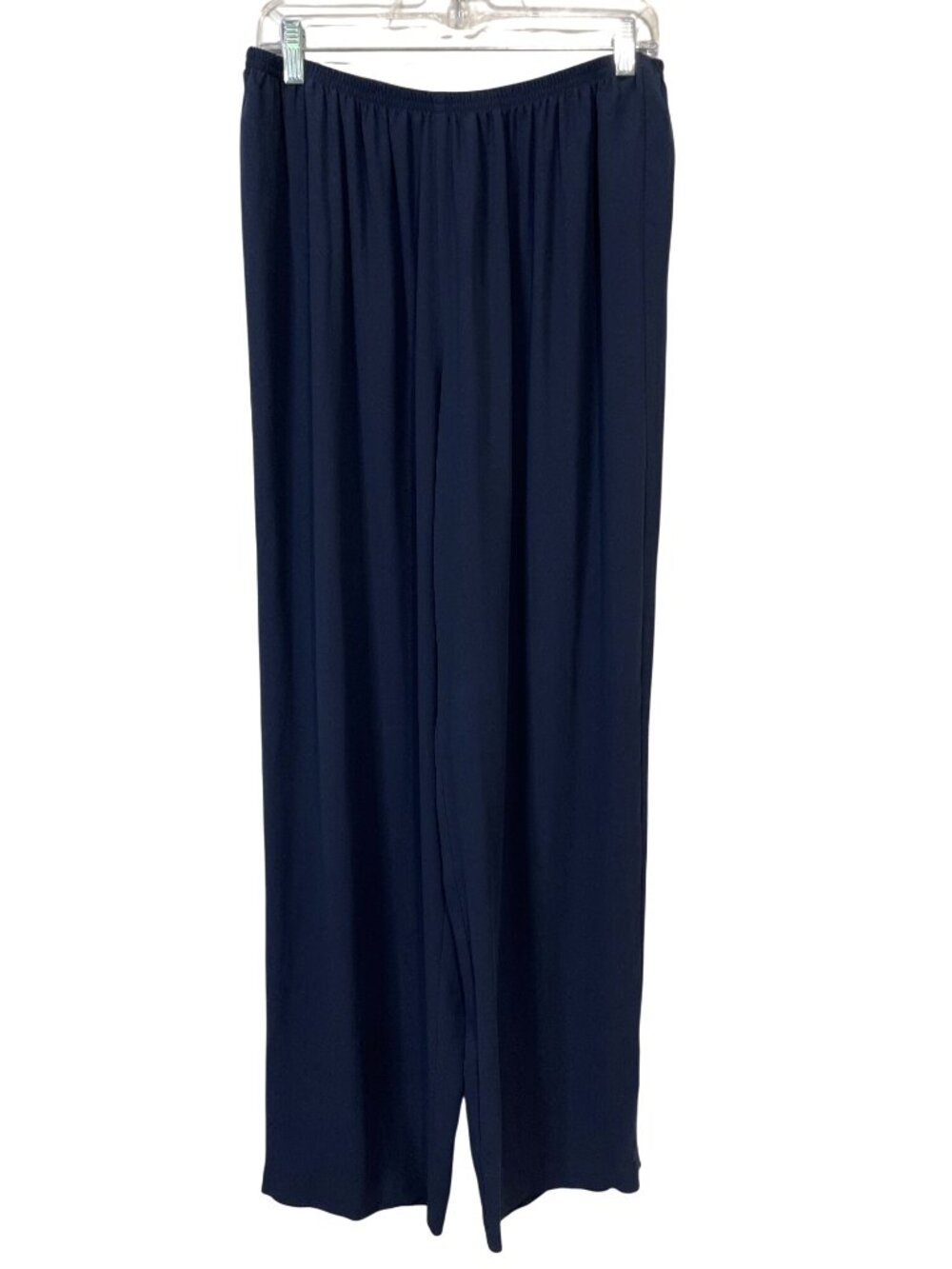 Eileen Fisher Womens Size 1X Silk Georgette Crepe Pants Navy Elastic Waist NEW